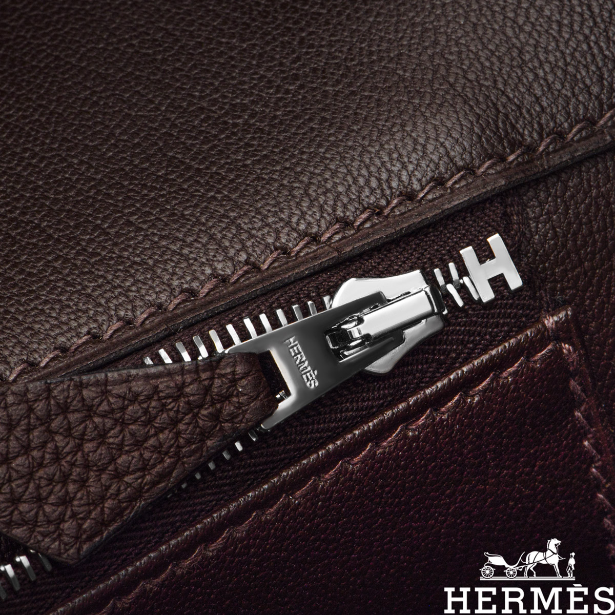 35cm Hermes Ebene Togo Birkin with Palladium Hardware